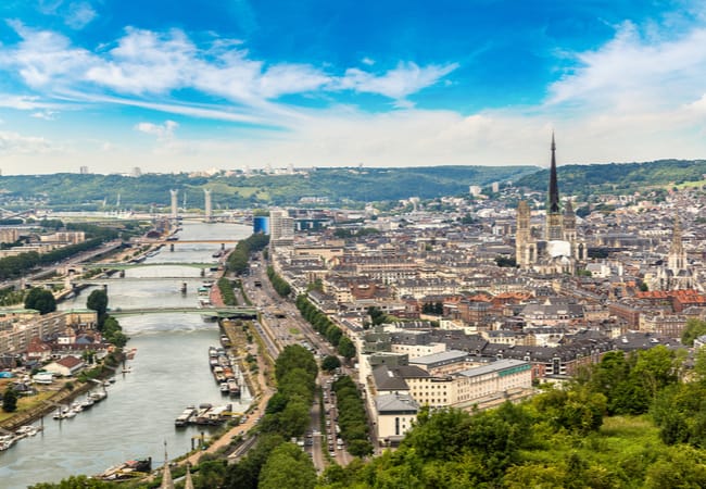 Panoramic view of Rouen and its Cathedral