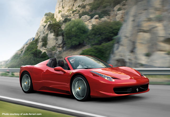 The Ferrari 458 Spider is a classic sight in Milan