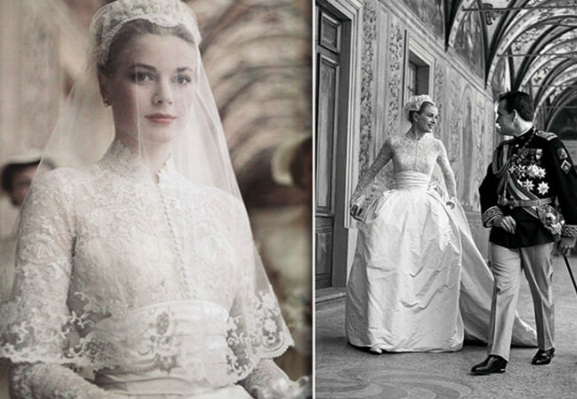 The bride in the famous dress designed by Helen Rose 