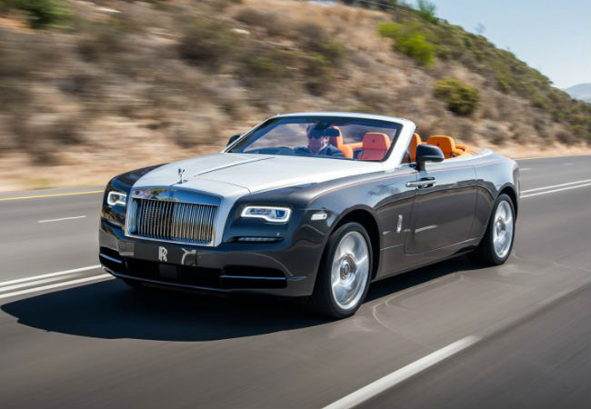 The Rolls Royce Dawn Convertible, available for a test drive