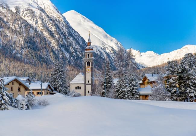 Bever Village in the Swiss Alps 