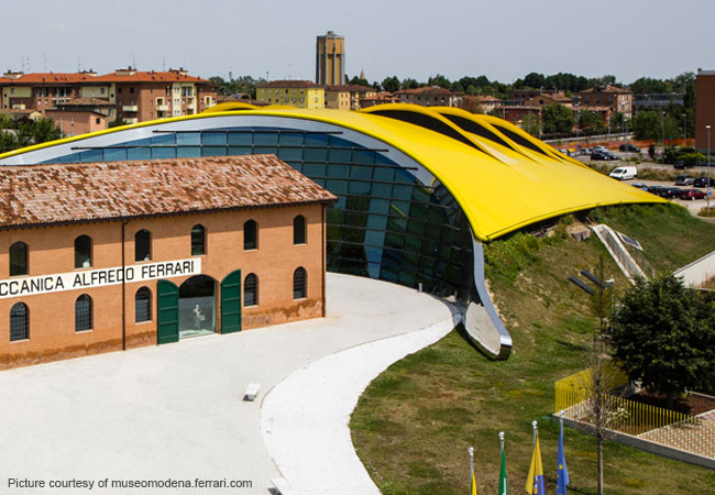 The futuristic Enzo Ferrari Museum