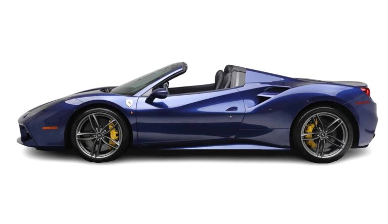 Purple Ferrari 488 Spider Side view