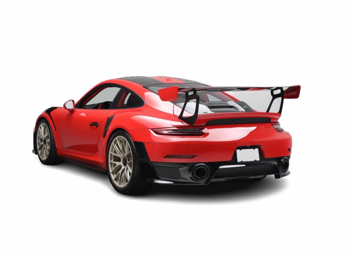 Red Porsche 911 GT2 RS Half side rear view