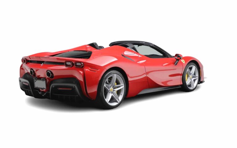 Red Ferrari SF90 Spider Rear side view